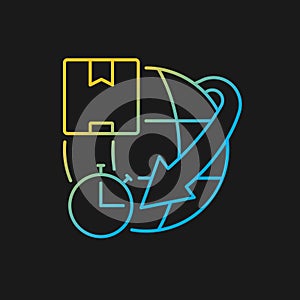 Expedited international shipping gradient vector icon for dark theme