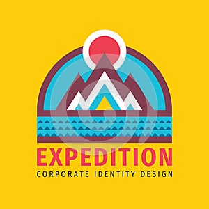 Expedition - concept badge logo design. Mountains climbing creative logo.