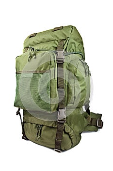 Expeditionary military backpack isolated on white background