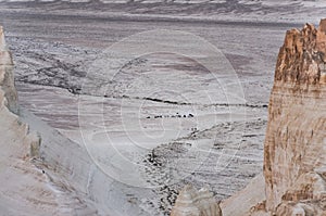 Expeditionary tent tourist camp in the desert of the Boszhiry tract