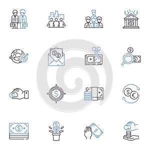 Expense management line icons collection. Budgeting, Invoicing, Approvals, Tracking, Reimbursement, Analyzing photo