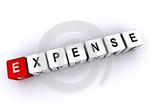 expense word block on white