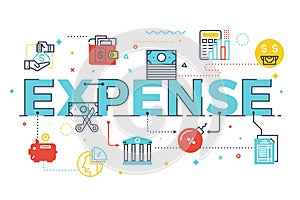 Expense word lettering illustration