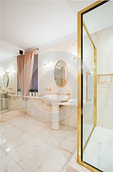 Expensive bathroom with golden elements