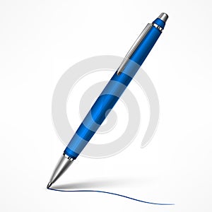 Expensive blue tilt pen on white