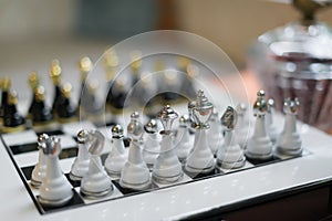 Expensive chess board with chess pieces