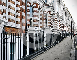 Expensive Edwardian block of period apartments typically found in Kensington, West London, England, UK.