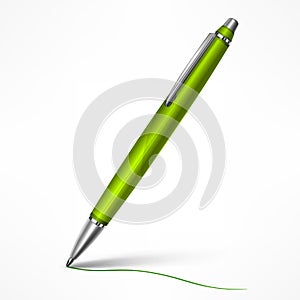 Expensive green tilt pen on white