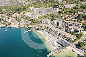 Expensive hotel complex Huma Kotor Bay with a private beach on the seashore. Dobrota, Montenegro