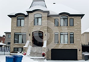 Expensive house in snow, Montreal