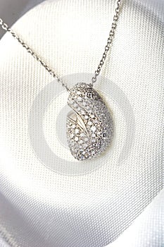 Expensive jewelry pave diamond necklace white gold photo