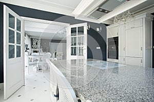 Expensive kitchen with marble worktop