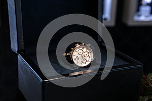 Expensive men`s watch close up