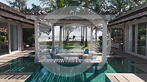 Expensive private villa luxury real estate elegance refinement sea shore tropics. Luxury property real estate private