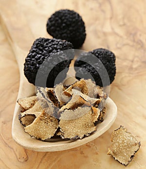 Expensive rare black truffle mushroom