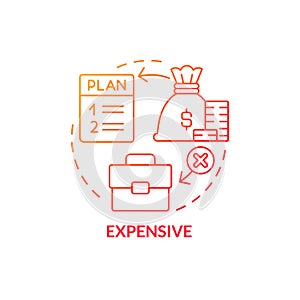 Expensive red gradient concept icon