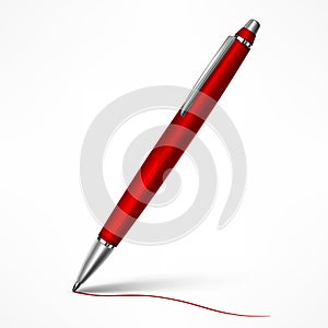 Expensive red tilt pen on white