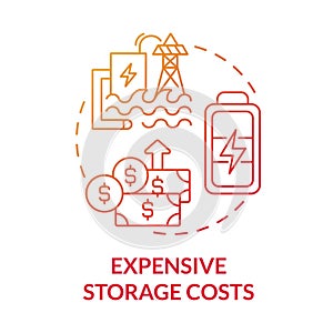 Expensive storage costs red gradient concept icon