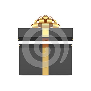Expensive stylish black rectangle gift box with open cap realistic isometric 3d vector illustration