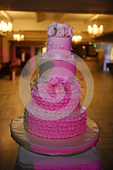 Expensive and uniq pink wedding cake