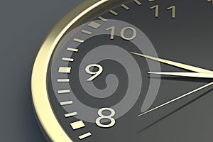 Expensive wall clock on dark background