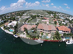 Expensive waterfront homes in Florida aerial