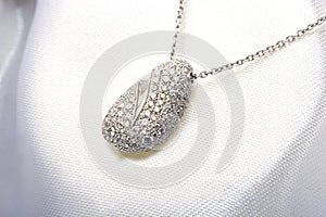 Expensive white gold pave diamond pendant necklace