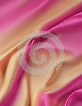 Experience the Allure of Gold and Pink Gradient Silk Fabric.