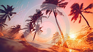 Abstract Palm Trees: Majestic Beauty of Neon Beach photo