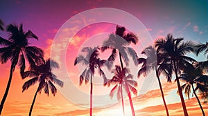 Abstract Palm Trees: Majestic Beauty of Neon Beach photo