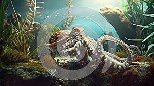 Photo Realistic High Definition Octopus Aquarium