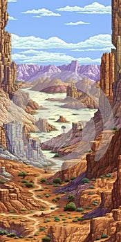 Pixel Art Of Provence's Badlands In San Francisco Renaissance Style