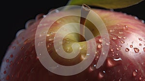 Glossy Macro Shot of an Apple: Exploring the Subtle Variations and Unique Blemishes, Generative AI photo