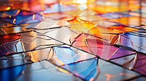 Mesmerizing Rainbow Reflections: Abstract Glass Artwork