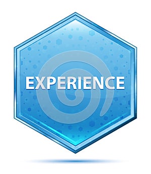 Experience crystal blue hexagon button
