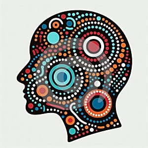 Vibrant Silhouette Inspired by Australian Aboriginal Dot Painting: Symbolic Circular and Linear Motifs photo