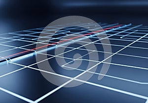 Futuristic grid data visualization abstract digital technology network sci-fi concept