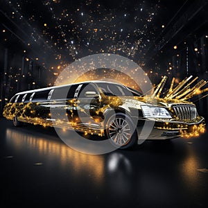 Luxurious Limousine Under Spotlight