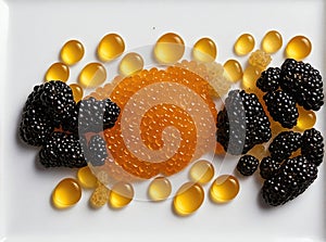 Luxurious presentation of Golden Osetra Caviar. photo