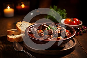 Central European Delight: Aromatic Goulash in Rustic Earthenware