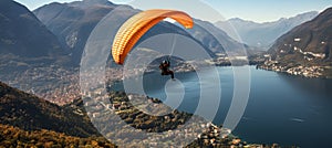 Experience the exhilaration of paragliding in the stunning alps on a bright and sunny summer day