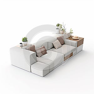 Modern Modular Sofa in a white background