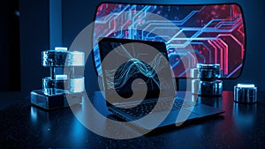 Advanced Tech Laptop in Futuristic Setting