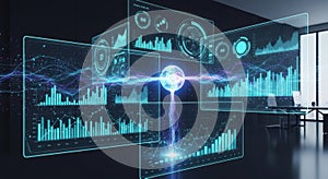 Futuristic Data Analysis Interface with Neuron Visualization