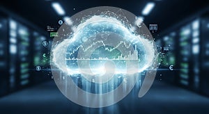 Futuristic cloud computing data center technology and network infrastructure concept