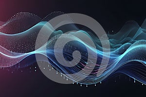 3D Abstract Waves, Big data visualization, Pulsating And Floating Waves, Technology Background, Cyber Background