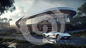 Ultimate Blend of Luxury Living and High-Tech Cars: Bionic House with Supercool Supercars photo