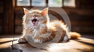 A Playful Pet Cat Charming Yawns