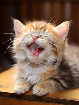 A Playful Pet Cat Charming Yawns