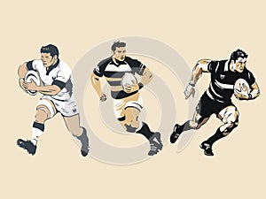 Illustration of Powerful Rugby Player Charging Forward photo